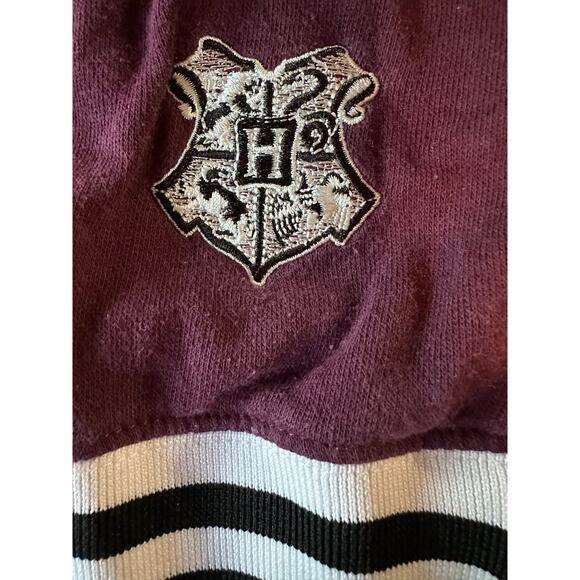 Harry Potter Hogwarts Sweatshirt Sz L Large Licensed Maroon Red Burgundy Stripes - Picture 3 of 4